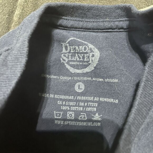Demon Slayer Navy Blue Anime Crew Neck Short Sleeves Graphic T Shirt Sz L - Picture 5 of 7